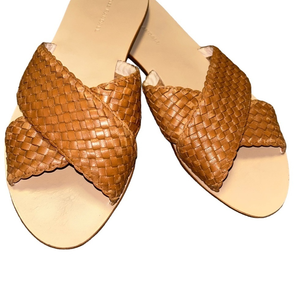 Loeffler Randall CLAUDIE tan WOVEN LEATHER SLIDE SANDALS size 11